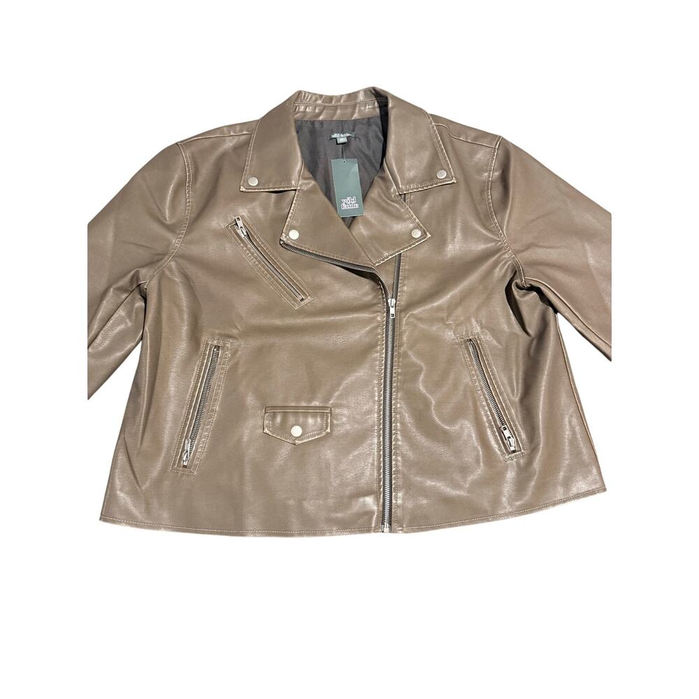 Wild Fable Target XXL Faux Leather Moto Jacket Taupe Brown NWT 2019 Y2K